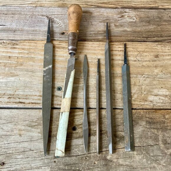 Lot 6 Vintage Hand Files Wood Metal Working Tools - Picture 1 of 9